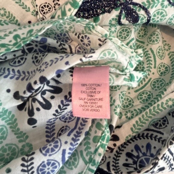 Calypso St Barth Embroidered Tunic Top Blouse 3/4 Sleeve Geometric Print Navy S - Picture 5 of 7